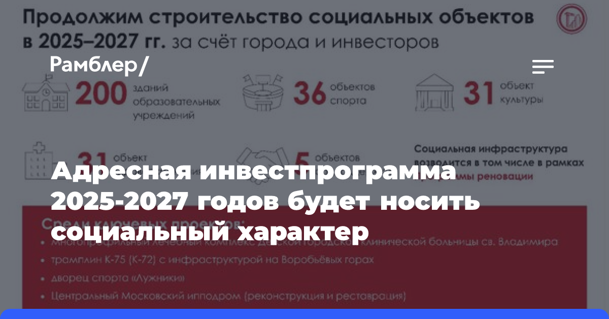 Адресная инвестпрограмма 2025-2027 годов будет носить социальный характер