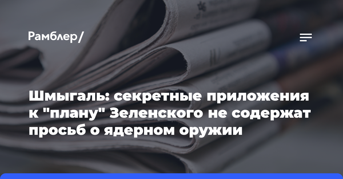 Шмыгаль: секретные приложения к «плану» Зеленского не содержат просьб о ядерном оружии