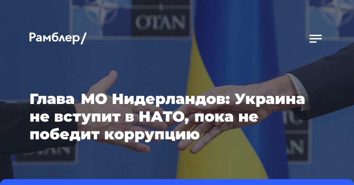 Глава МО Нидерландов: Украина не вступит в НАТО, пока не победит коррупцию