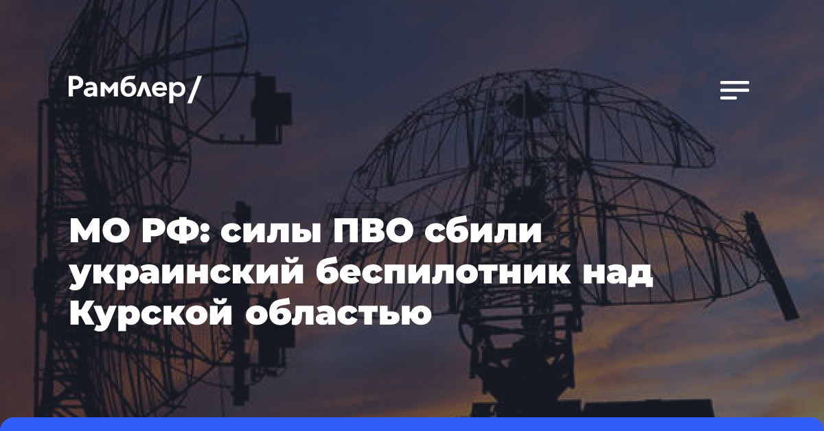 Минобороны: силы ПВО сбили украинский беспилотник над Курской областью