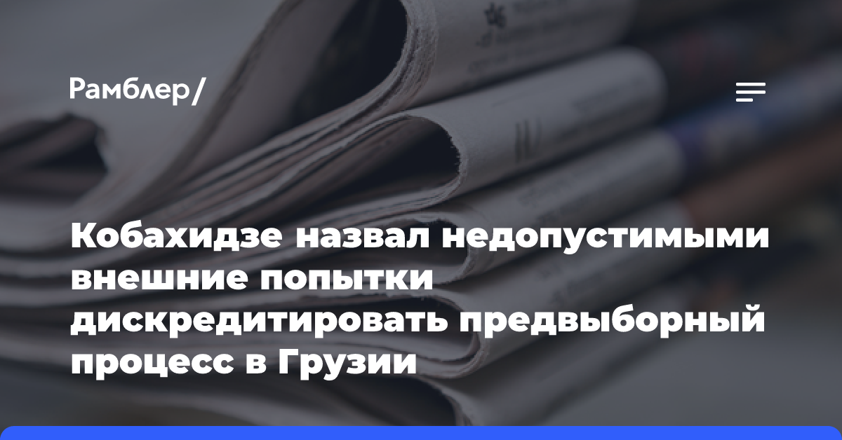 Кобахидзе назвал недопустимыми внешние попытки дискредитировать предвыборный процесс в Грузии