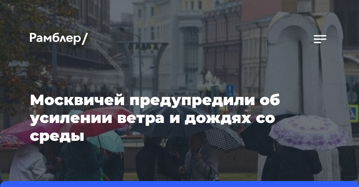 Москвичей предупредили об усилении ветра и дождях со среды