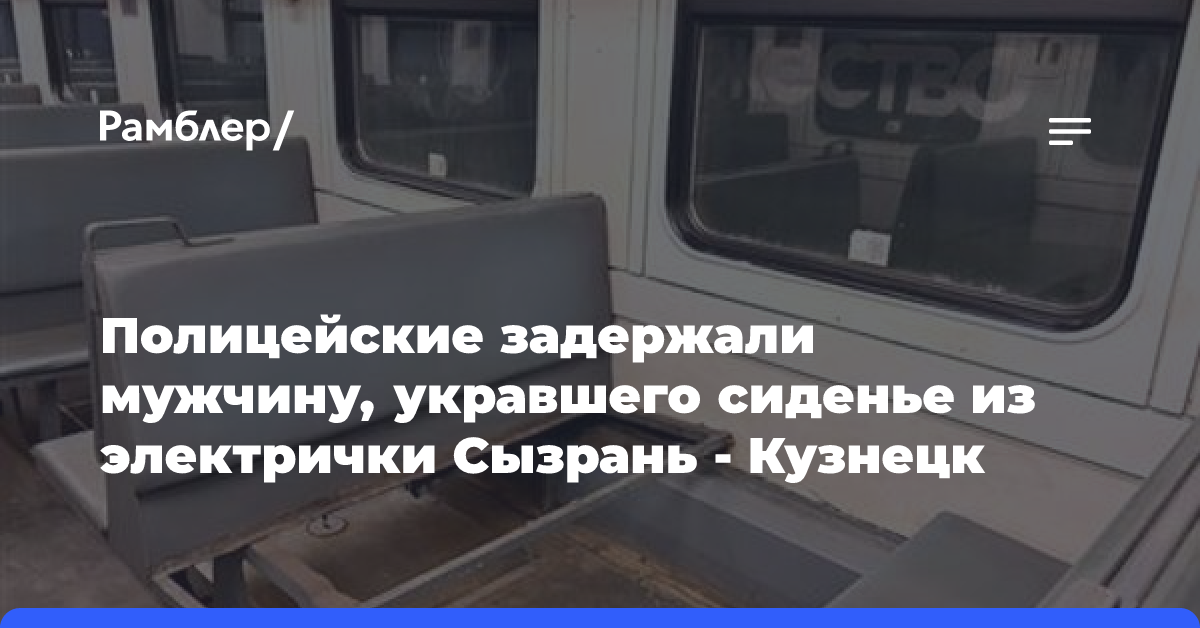 Полицейские задержали мужчину, укравшего сиденье из электрички Сызрань — Кузнецк