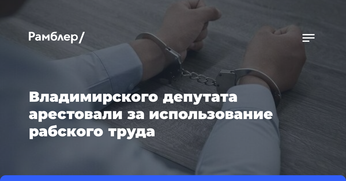 Владимирского депутата арестовали за использование рабского труда