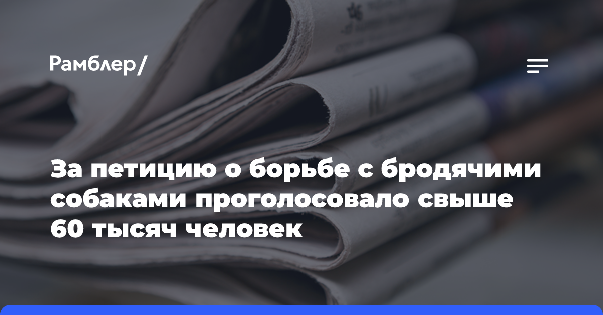 За петицию о борьбе с бродячими собаками проголосовало свыше 60 тысяч человек