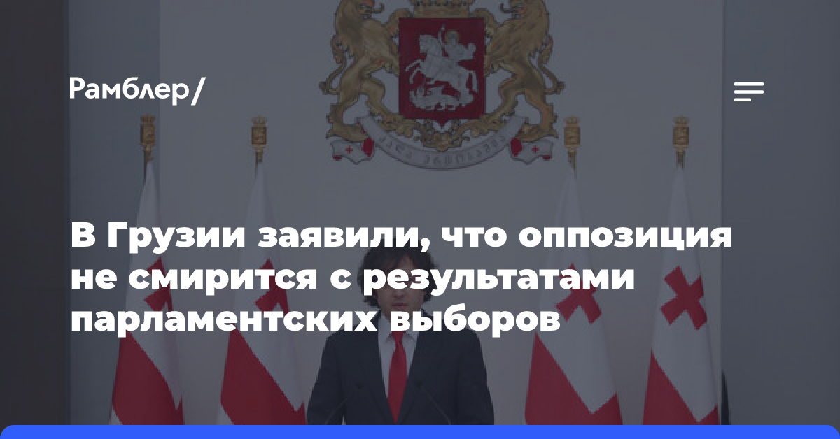 В Грузии заявили, что оппозиция не смирится с результатами парламентских выборов