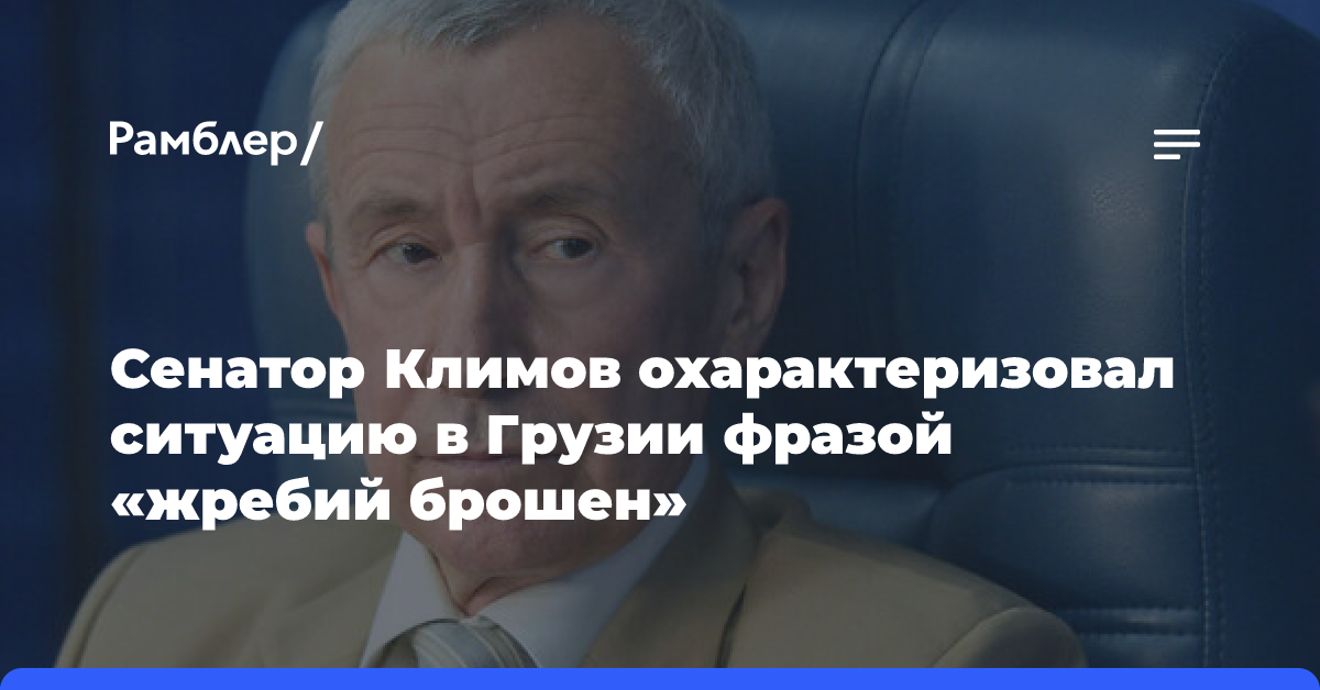 Сенатор Климов охарактеризовал ситуацию в Грузии фразой «жребий брошен»