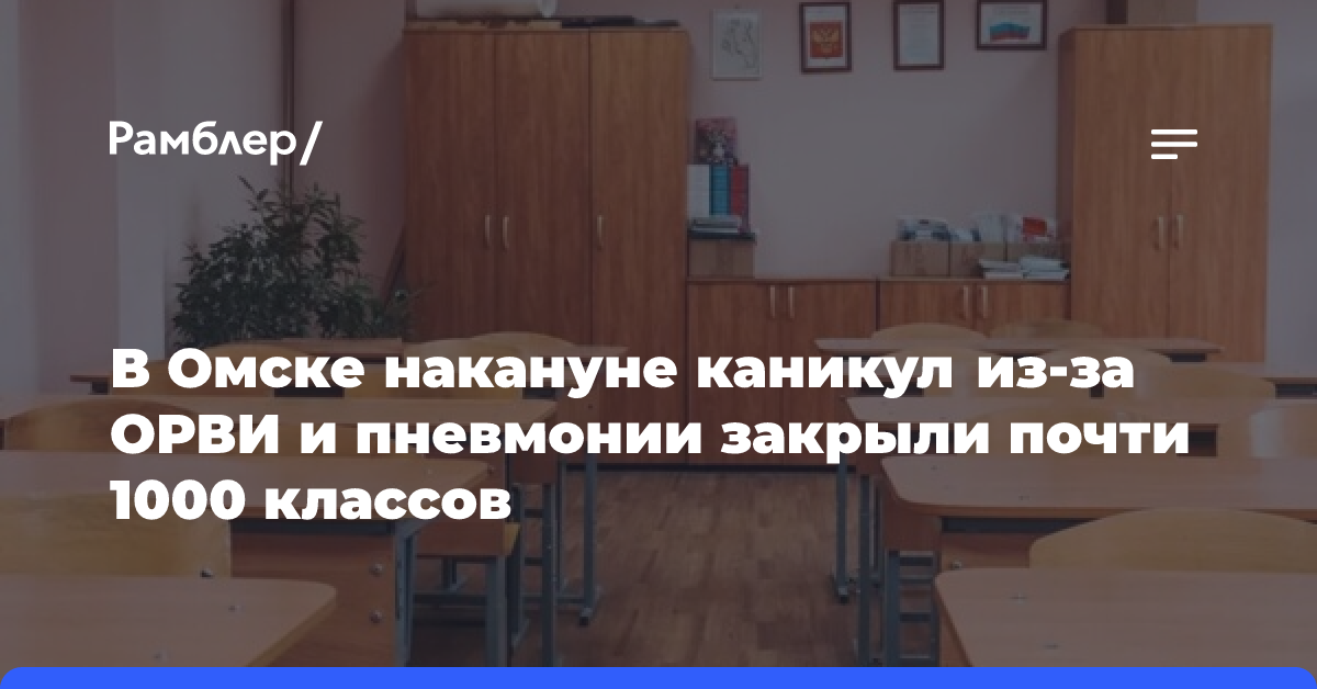 В Омске накануне каникул из-за ОРВИ и пневмонии закрыли почти 1000 классов