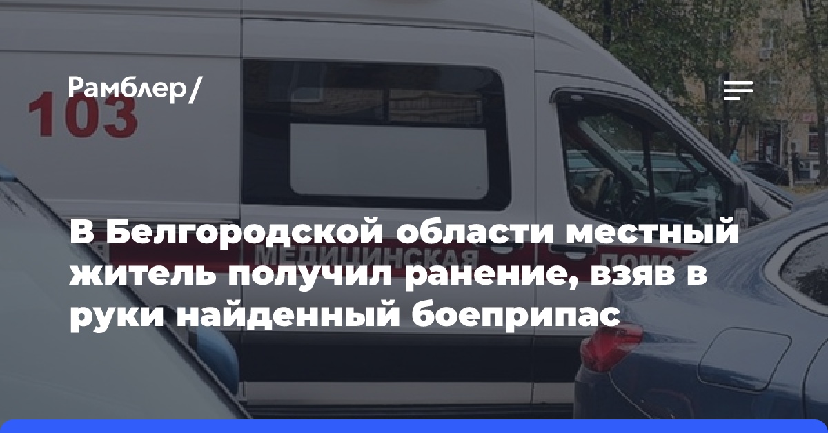 В Белгородской области местный житель получил ранение, взяв в руки найденный боеприпас