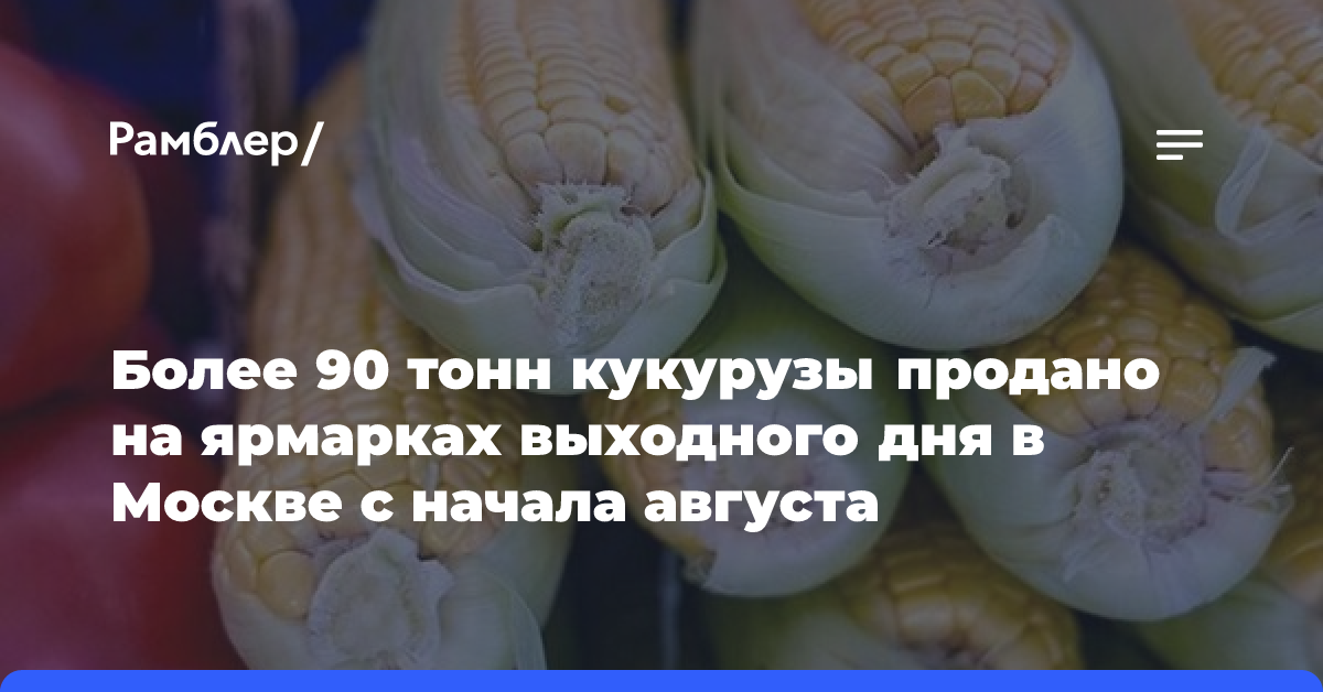 Более 90 тонн кукурузы продано на ярмарках выходного дня с начала августа