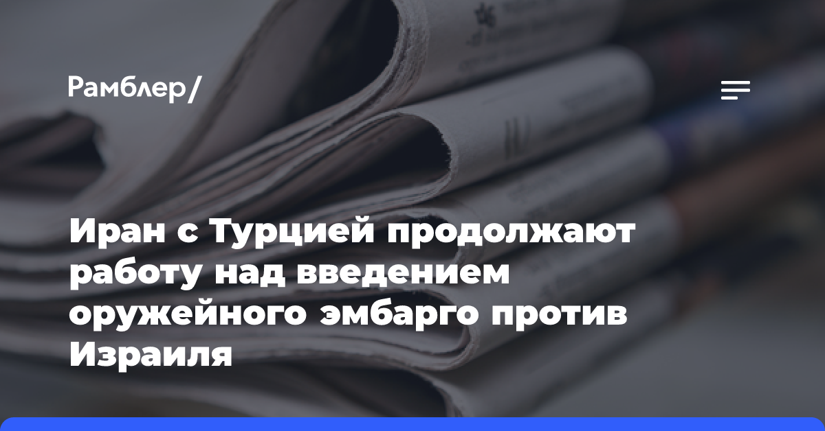 Иран с Турцией продолжают работу над введением оружейного эмбарго против Израиля