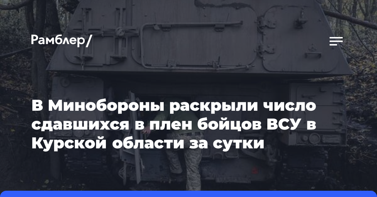 В Минобороны раскрыли число сдавшихся в плен бойцов ВСУ в Курской области за сутки