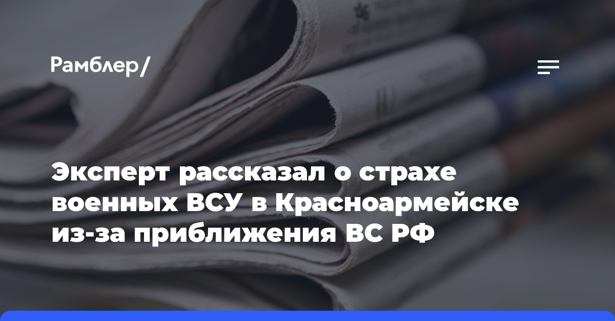 Эксперт рассказал о страхе военных ВСУ в Красноармейске из-за приближения ВС РФ