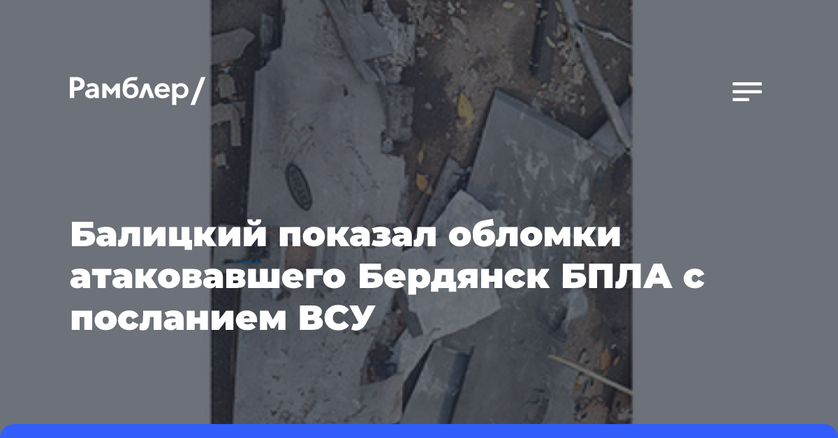 Балицкий показал обломки атаковавшего Бердянск БПЛА с посланием ВСУ