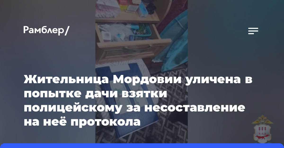 Жительница Мордовии уличена в попытке дачи взятки полицейскому за несоставление на неё протокола