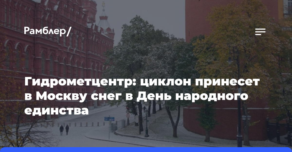 Гидрометцентр: циклон принесет в Москву снег в День народного единства