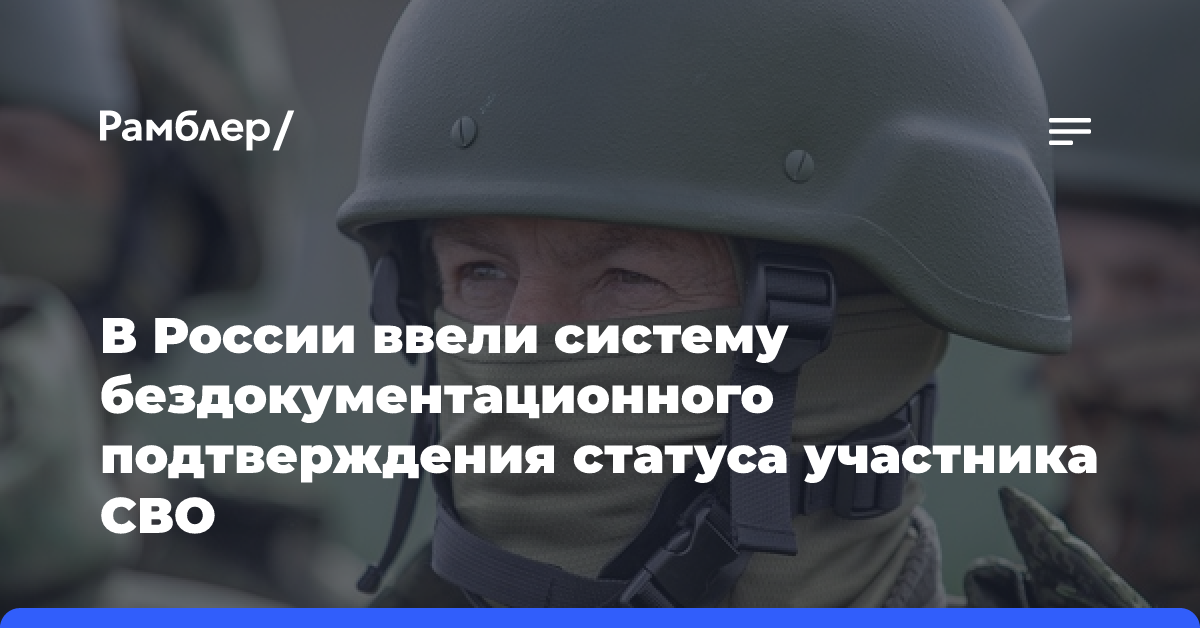 В России ввели систему упрощенного подтверждения статуса участника СВО