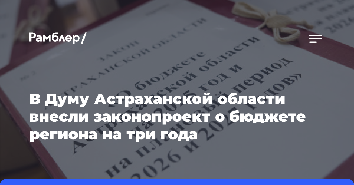 В Думу Астраханской области внесли законопроект о бюджете региона на три года