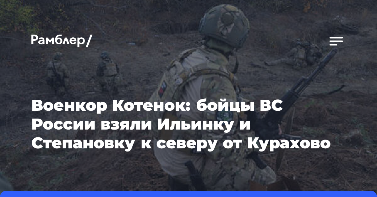 Военкор Котенок: бойцы ВС России взяли Ильинку и Степановку к северу от Курахово