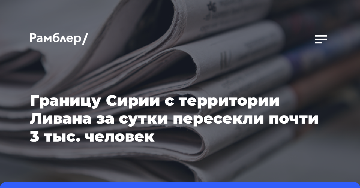 Границу Сирии с территории Ливана за сутки пересекли почти 3 тыс. человек