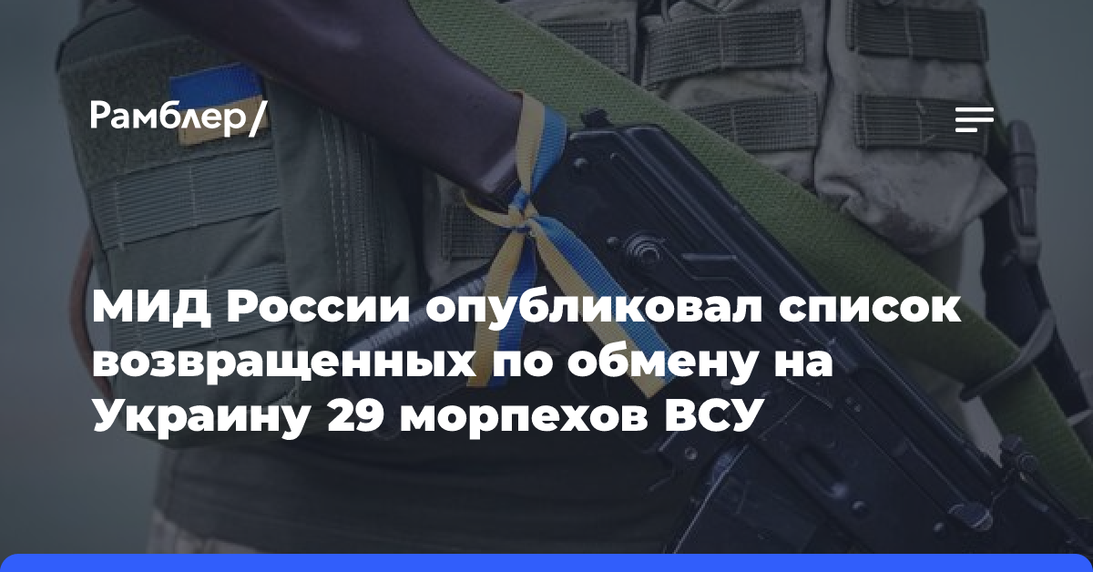 МИД опубликовало список 29 морпехов ВСУ, возвращенных в формате «95 на 95»