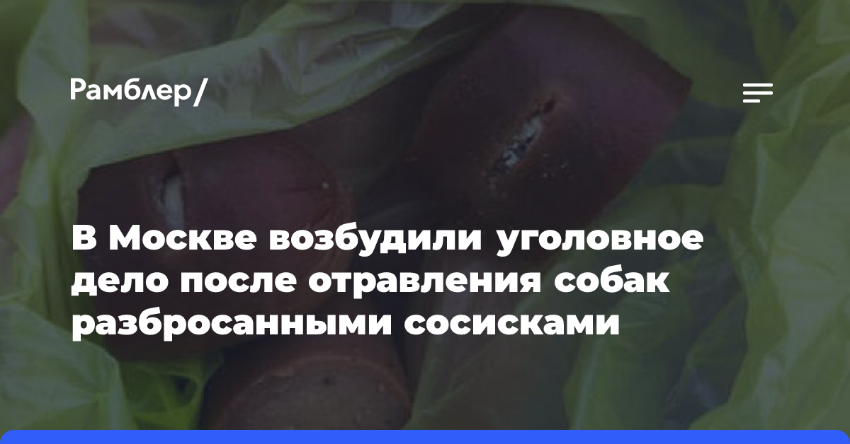 В Москве возбудили уголовное дело после отравления собак разбросанными сосисками