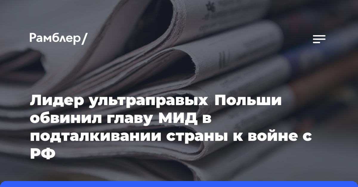 Лидер ультраправых Польши обвинил главу МИД в подталкивании страны к войне с РФ