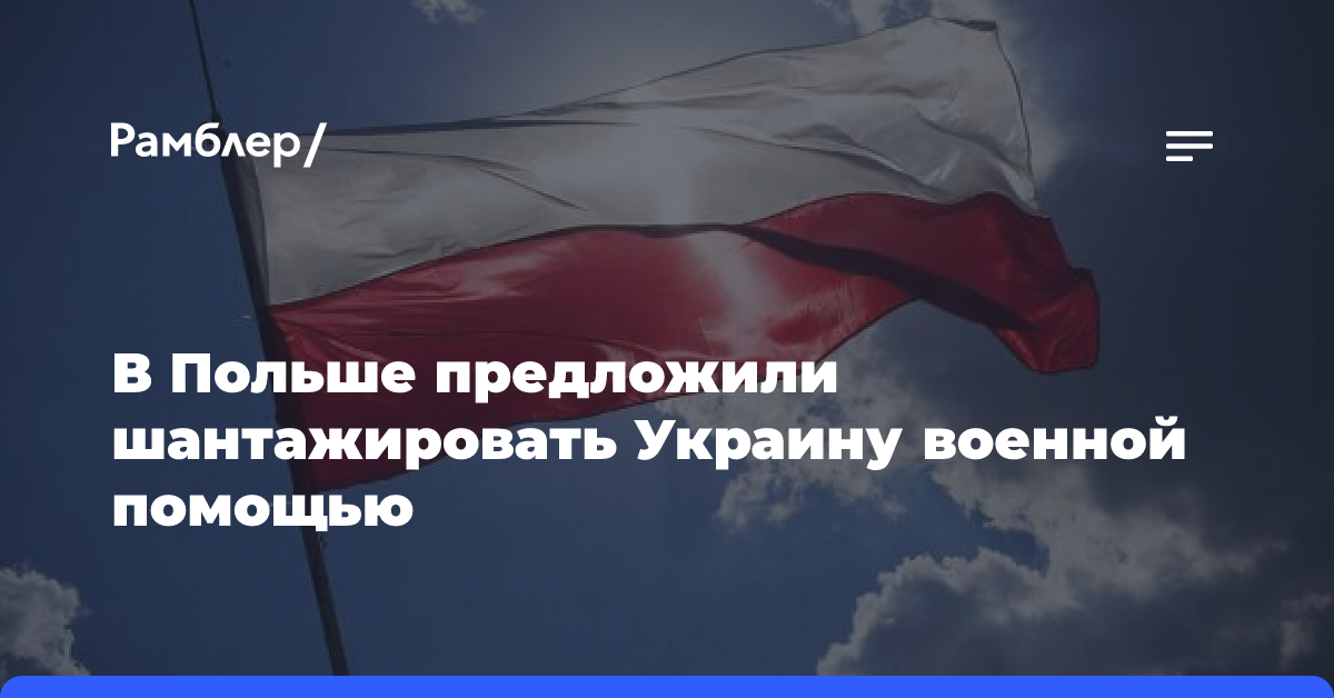 В Польше предложили шантажировать Украину военной помощью