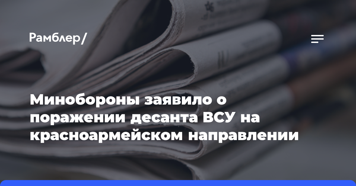 Минобороны заявило о поражении десанта ВСУ на красноармейском направлении