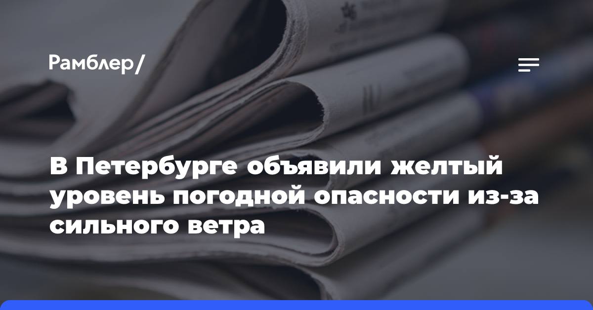 В Петербурге объявили желтый уровень погодной опасности из-за сильного ветра