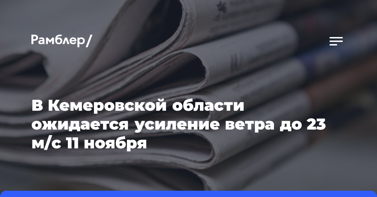 В Кемеровской области ожидается усиление ветра до 23 м/с 11 ноября