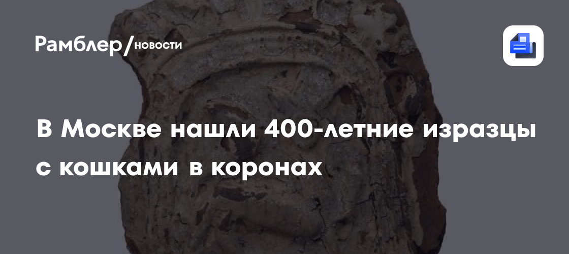 Московские археологи нашли 400-летние изразцы с кошками в коронах