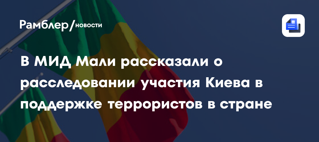 МИД Мали: нет сомнений, что Киев причастен к поддержке террористов