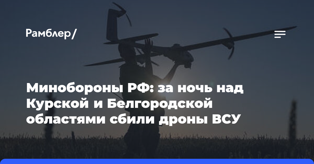 Минобороны РФ: за ночь над Курской и Белгородской областями сбили дроны ВСУ