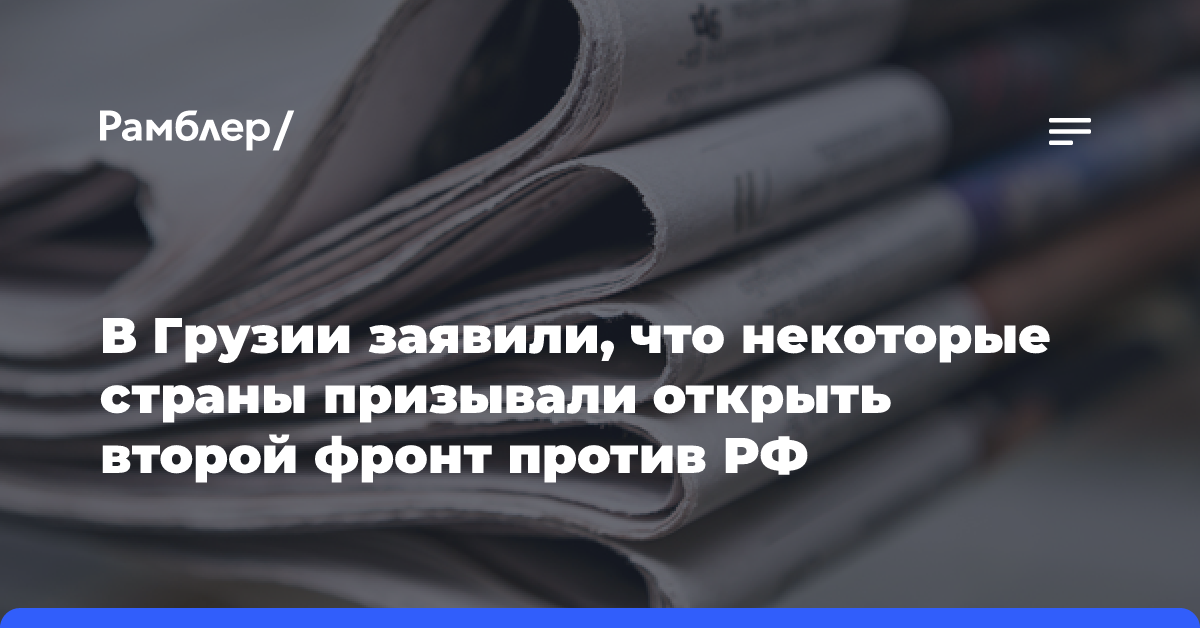 В Грузии заявили, что некоторые страны призывали открыть второй фронт против РФ