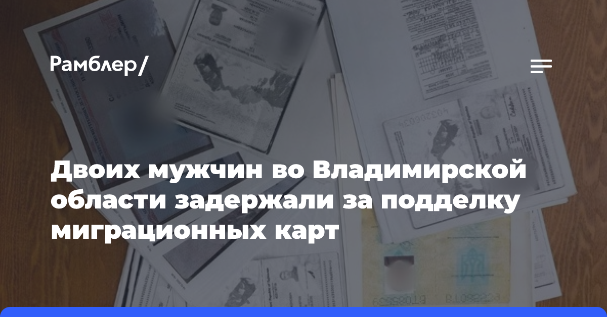 Двоих мужчин во Владимирской области задержали за подделку миграционных карт