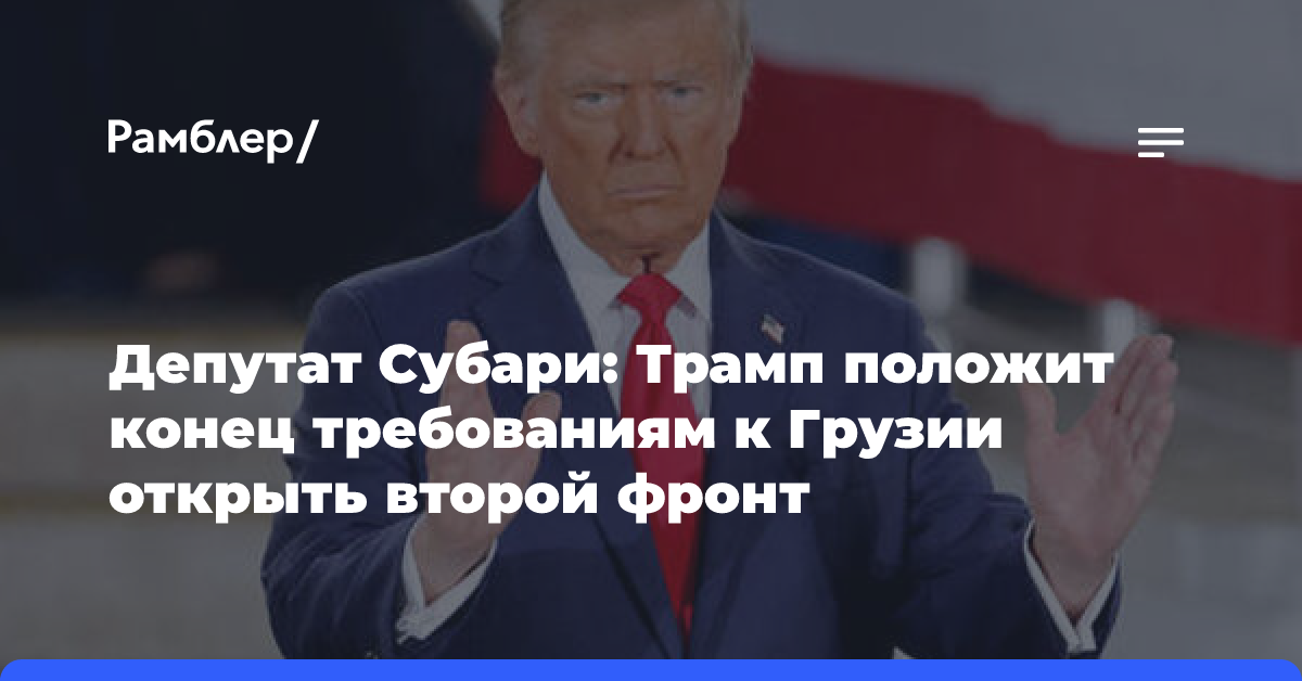 Депутат Субари: Трамп положит конец требованиям к Грузии открыть второй фронт