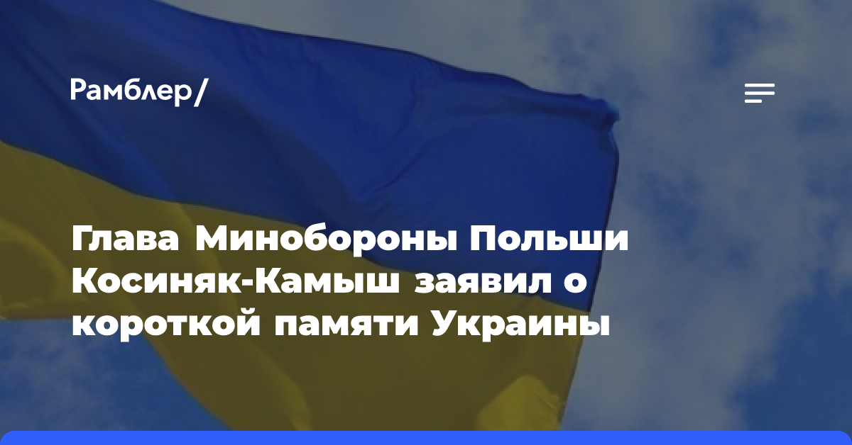 Глава Минобороны Польши Косиняк-Камыш заявил о короткой памяти Украины