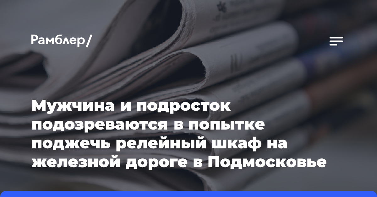 Мужчина и подросток подозреваются в попытке поджечь релейный шкаф на железной дороге в Подмосковье