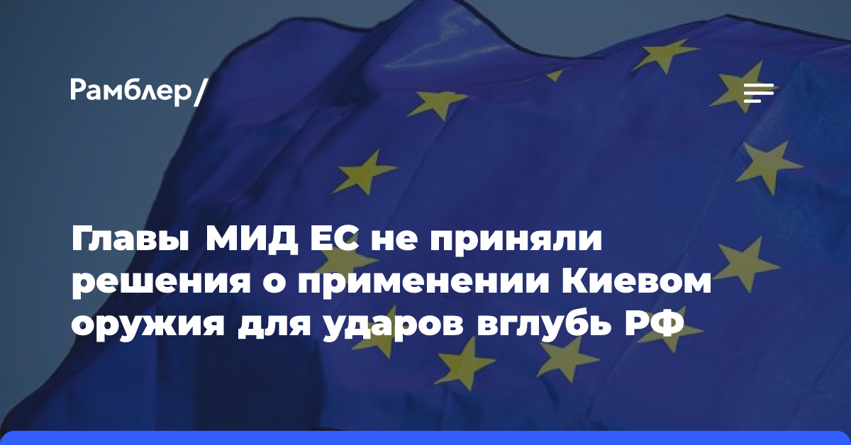 Главы МИД ЕС не приняли решения о применении Киевом оружия для ударов вглубь РФ