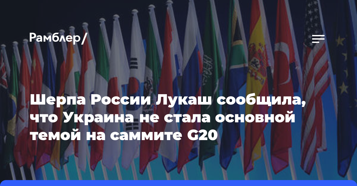 Шерпа России Лукаш сообщила, что Украина не стала основной темой на саммите G20