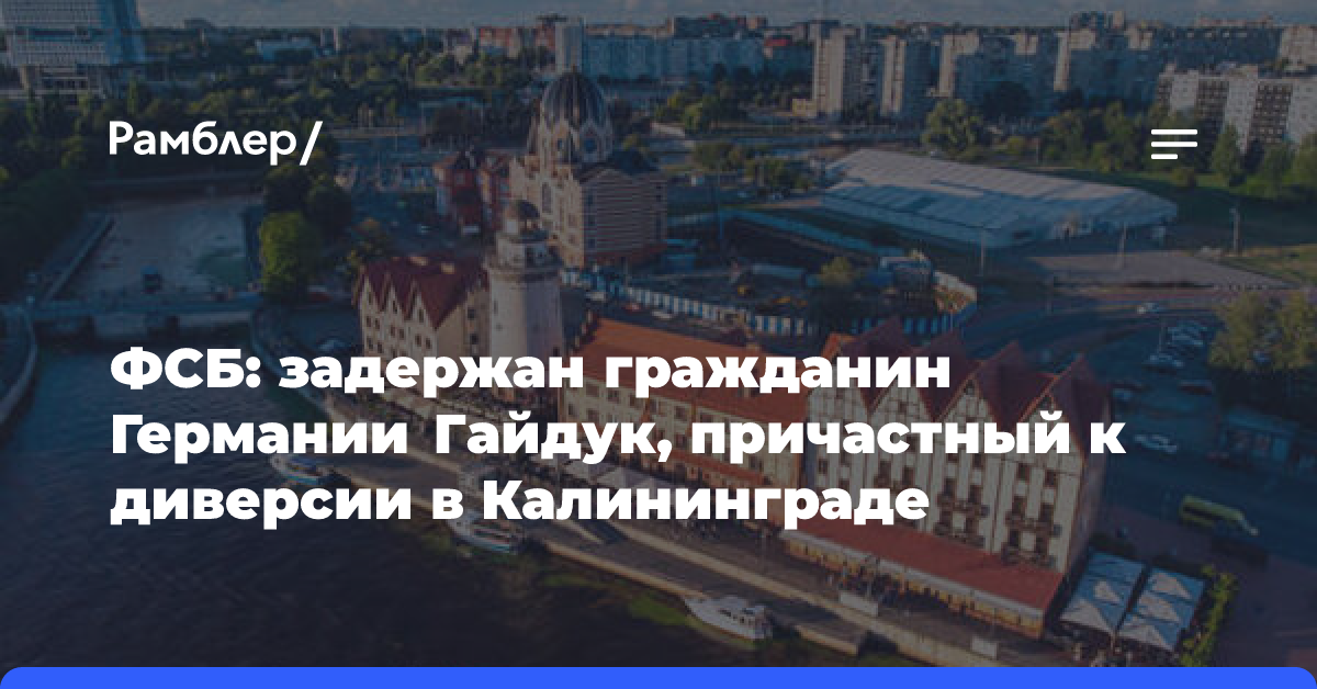 ФСБ: задержан гражданин Германии Гайдук, причастный к диверсии в Калининграде