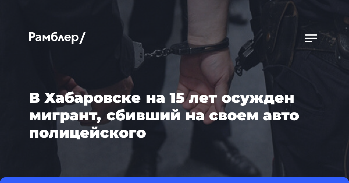 В Хабаровске на 15 лет осужден мигрант, сбивший на своем авто полицейского