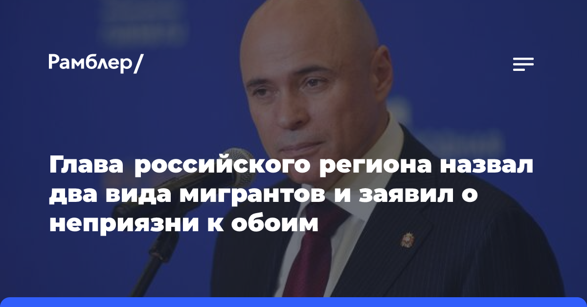 Глава российского региона назвал два вида мигрантов и заявил о неприязни к обоим