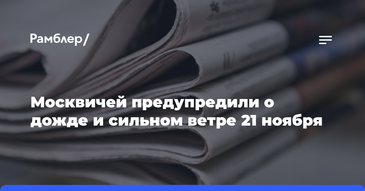 Москвичей предупредили о дожде и сильном ветре 21 ноября