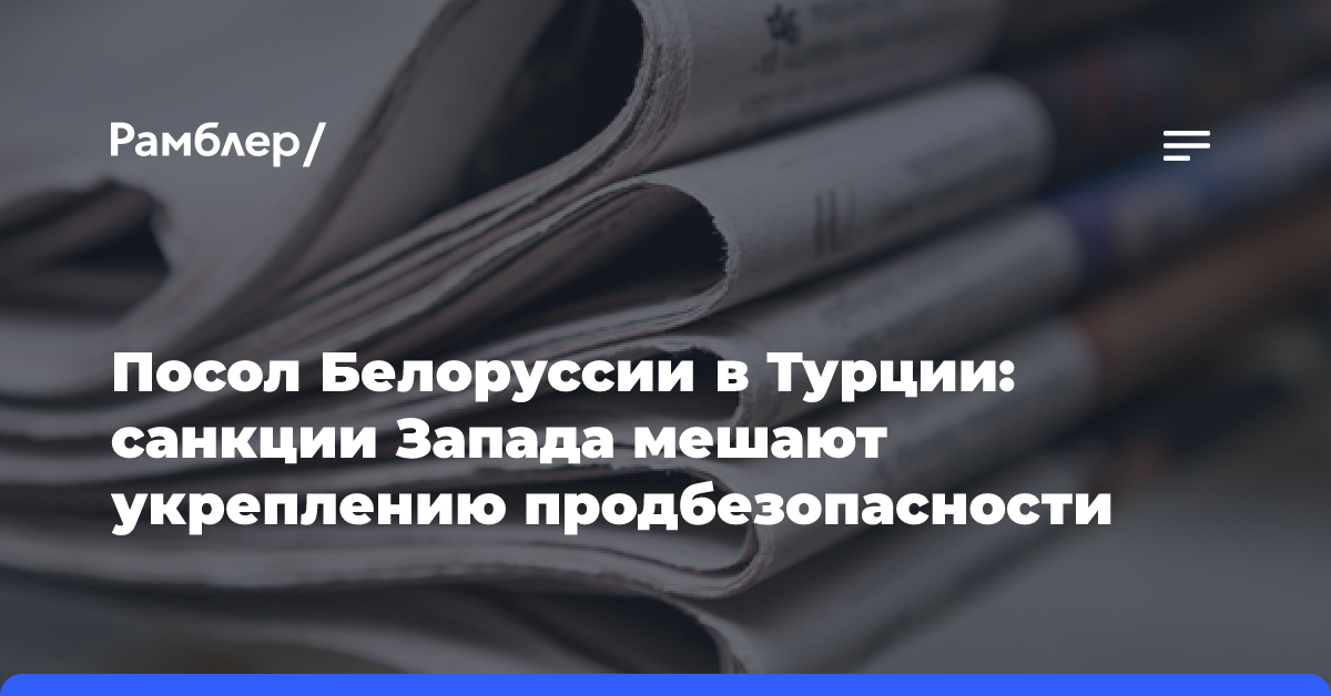 Посол Белоруссии в Турции: санкции Запада мешают укреплению продбезопасности