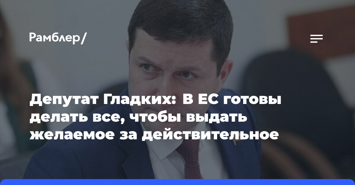 Депутат Гладких: В ЕС готовы делать все, чтобы выдать желаемое за действительное