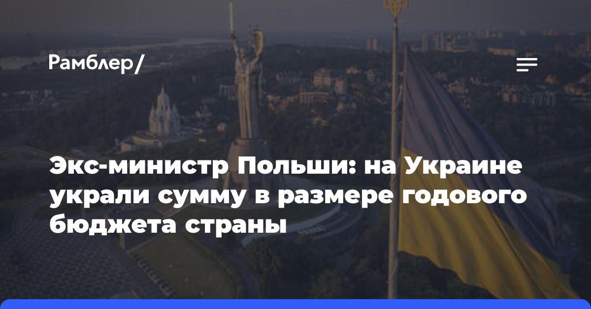 Экс-министр Польши: на Украине украли сумму в размере годового бюджета страны