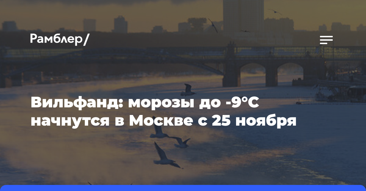 Вильфанд: морозы до -9°C начнутся в Москве с 25 ноября