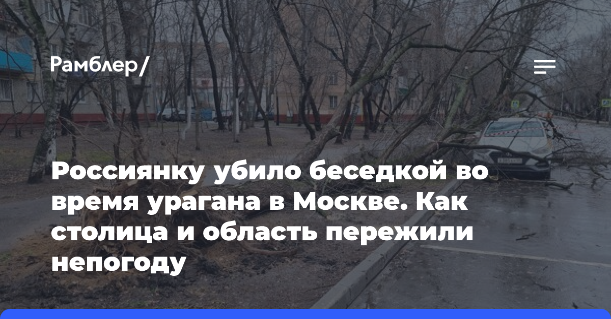 Россиянку убило беседкой во время урагана в Москве. Как столица и область пережили непогоду